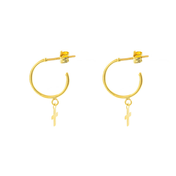 Orecchini Croce Cerchi 21x4 mm Oro Giallo 9K