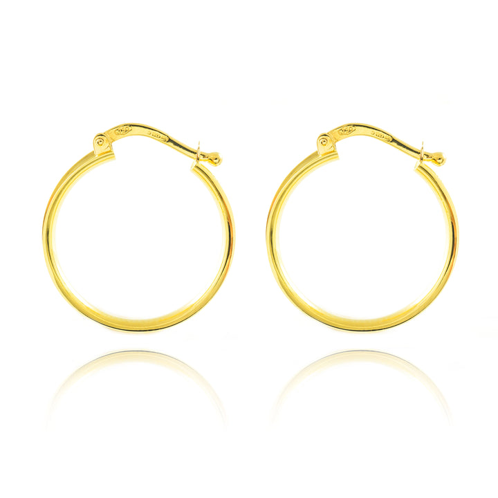 Pendientes Mujer Oro Bicolor 18k Aros Texturado 19x3 mm