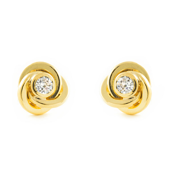 Orecchini ragazza donna Nudo Zircone 2,5 mm Oro Giallo 9K