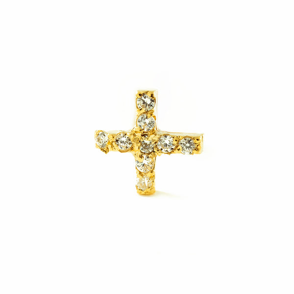 Piercing Oro Giallo 9K Cartilagine Croce Zirconi Brillante