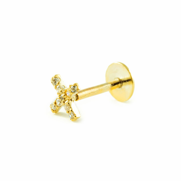 Piercing Oro cartilago cruz 4 mm (9kts)