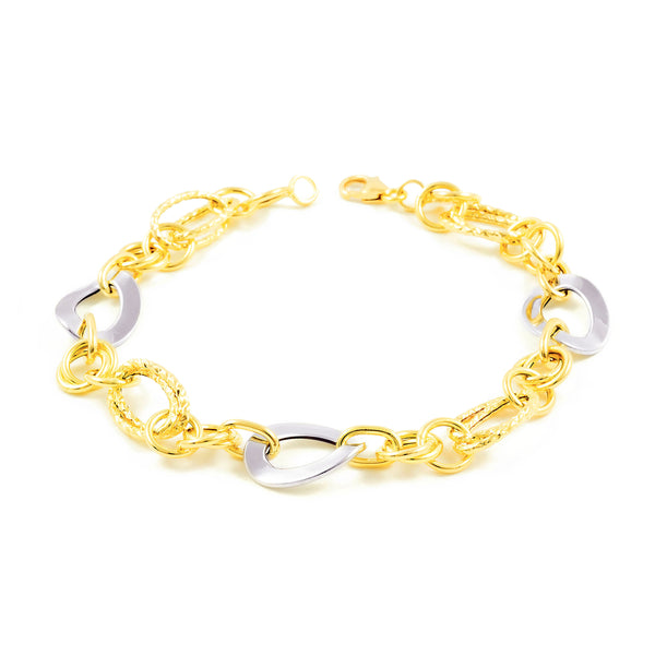 Bracciale Donna Oro Bicolore 18K Fantasia 20 cm