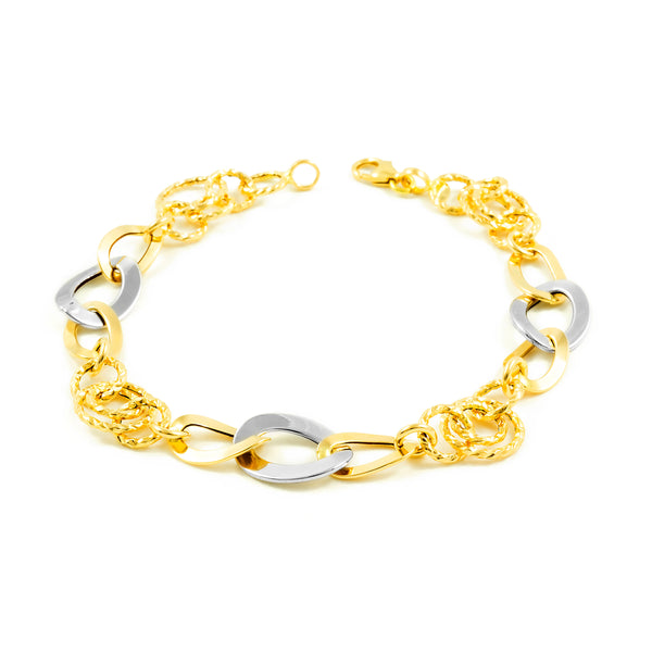 Bracciale Donna Oro Bicolore 18K Fantasia 20 cm