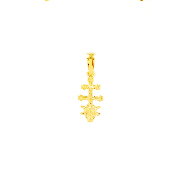 Croce religiosa pendente Caravaca 15x7 mm Oro Giallo 18K Brillante