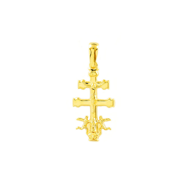 Croce religiosa pendente Caravaca 20x11 mm Oro Giallo 18K Brillante