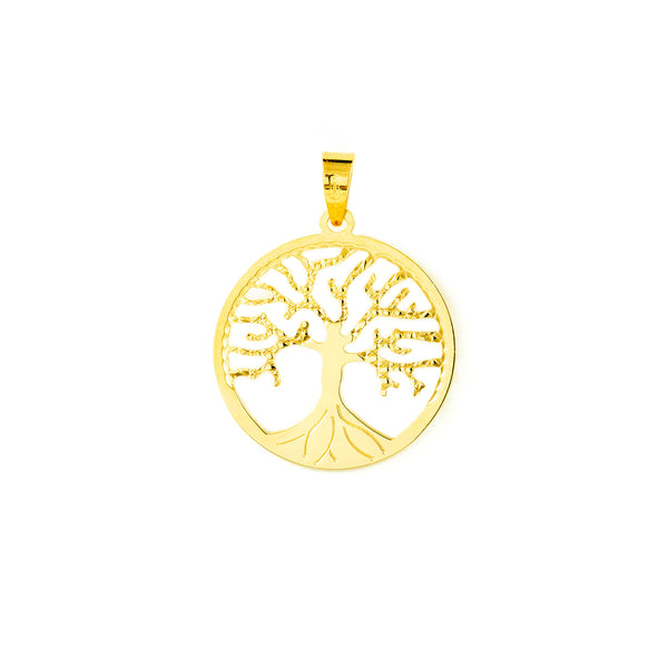 Pendente ciondolo brillantezza e texture Albero della Vita Oro Giallo 18k