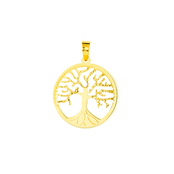 Pendente ciondolo brillantezza e texture Albero della Vita Oro Giallo 18k