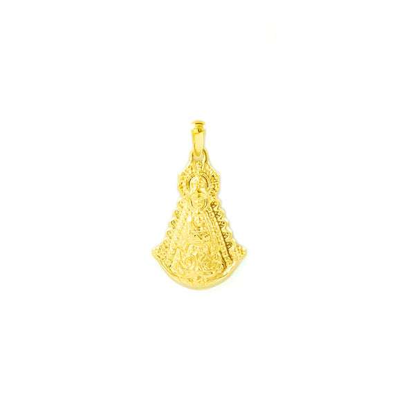 Medaglia religiosa pendente Oro Giallo 18K Piccola Vergine del Rocío Lucida 19 x 12 mm