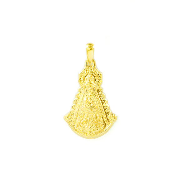 Medaglia religiosa pendente Oro Giallo 18K Mediana della Vergine del Rocío Lucida 24 x 16 mm