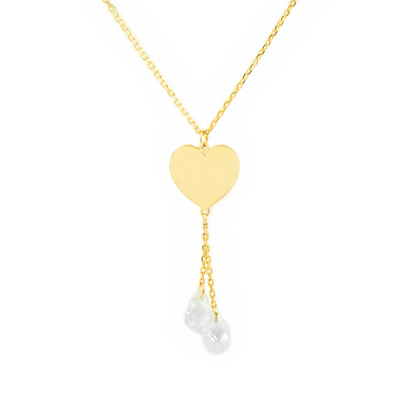 Collana Donna donna Cuore Zircone Oro Giallo 9K Brillante