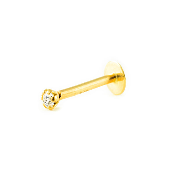 Piercing Oro Giallo 9K labbro Zirconia 2 mm Brillante