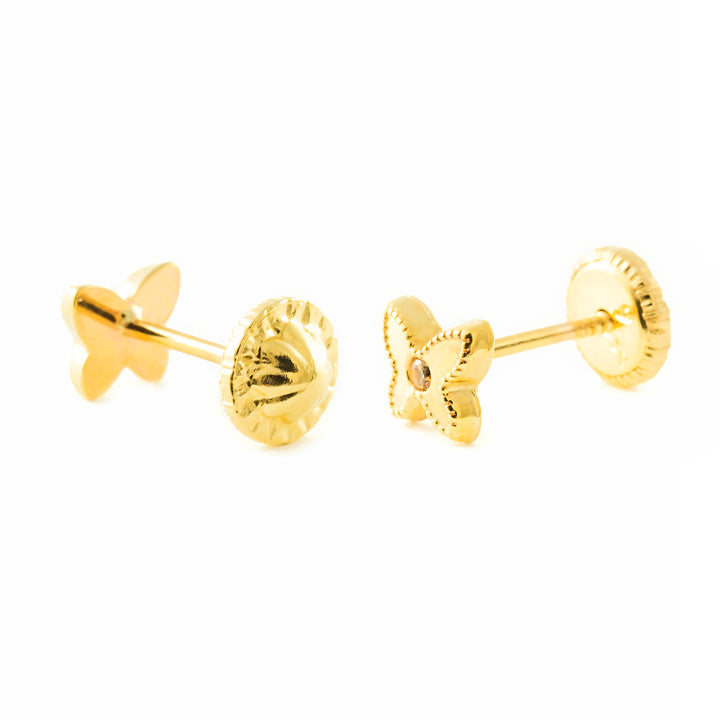 Pendientes Bebe/Niña Oro 9k Mariposa Circonita