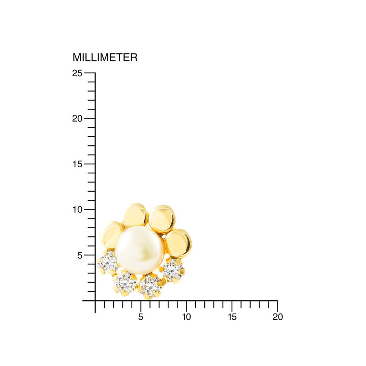 Pendientes Niña Oro 9k Circonita Perla Botón 5,5 mm