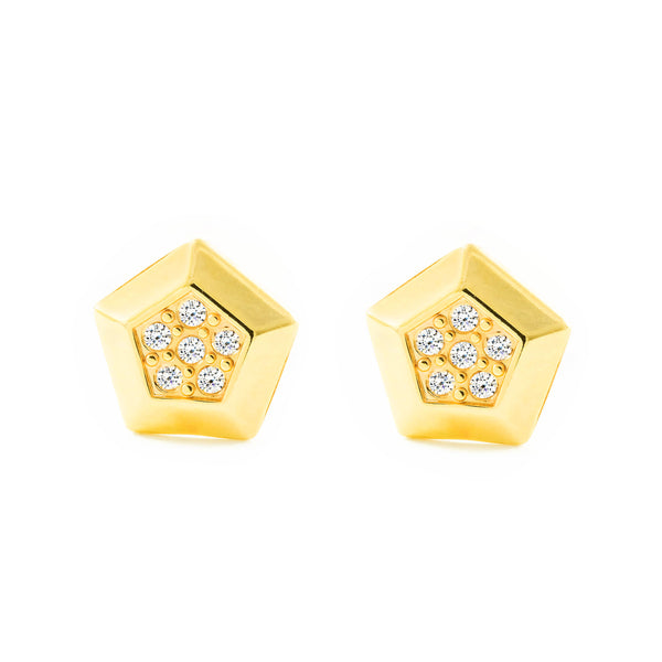 Orecchini ragazza Pentagono Zircone Oro Giallo 9K