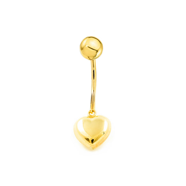 Piercing Ombelico Oro Giallo 9K Cuore Brillante