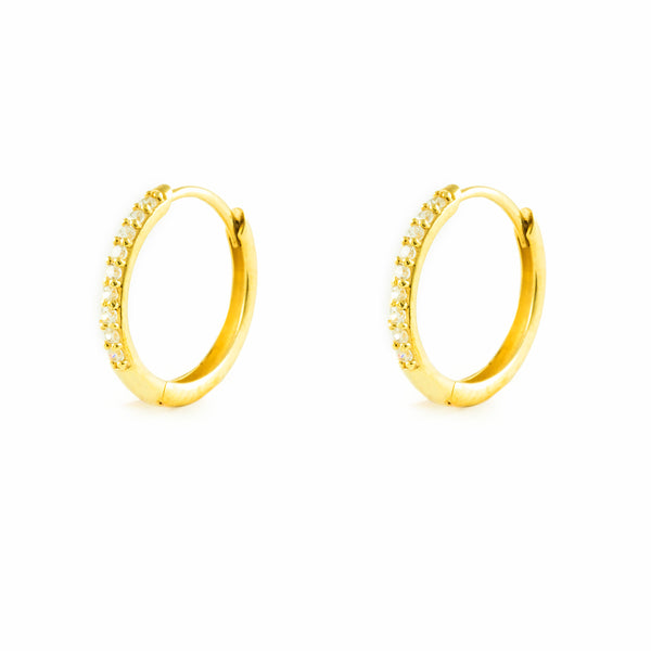 Orecchini per donna Rotondo Zircone Quadrato Oro Giallo 9K