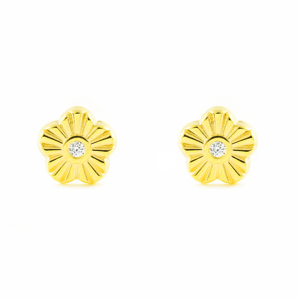 Orecchini ragazza Fiore Zircone Oro Giallo 9K