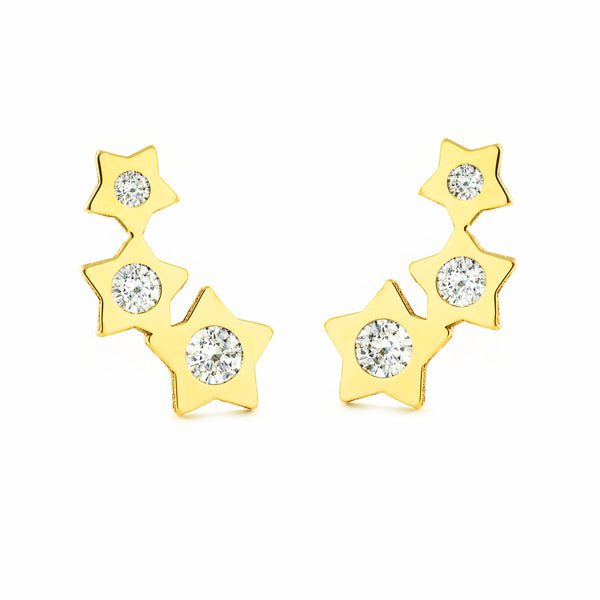 Orecchini ragazza donna Stella Zircone Oro Giallo 9K