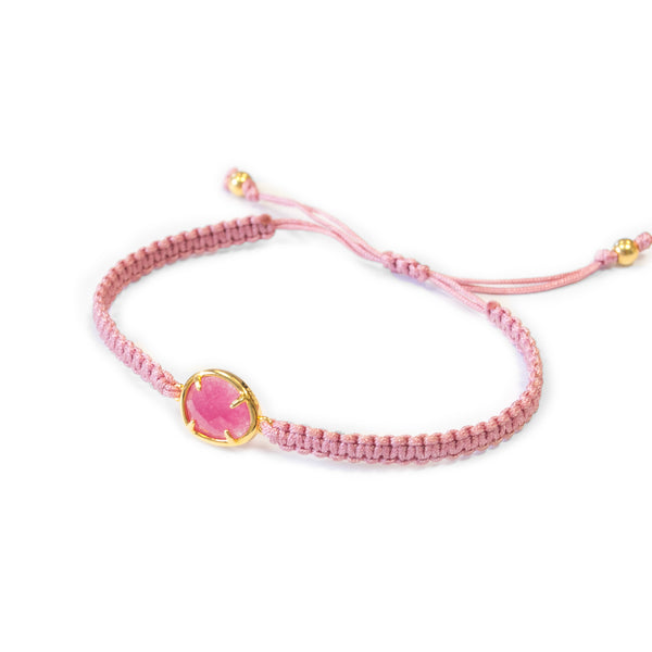 Bracciale macramè Rosa Argento Sterling 925 brillante dorato