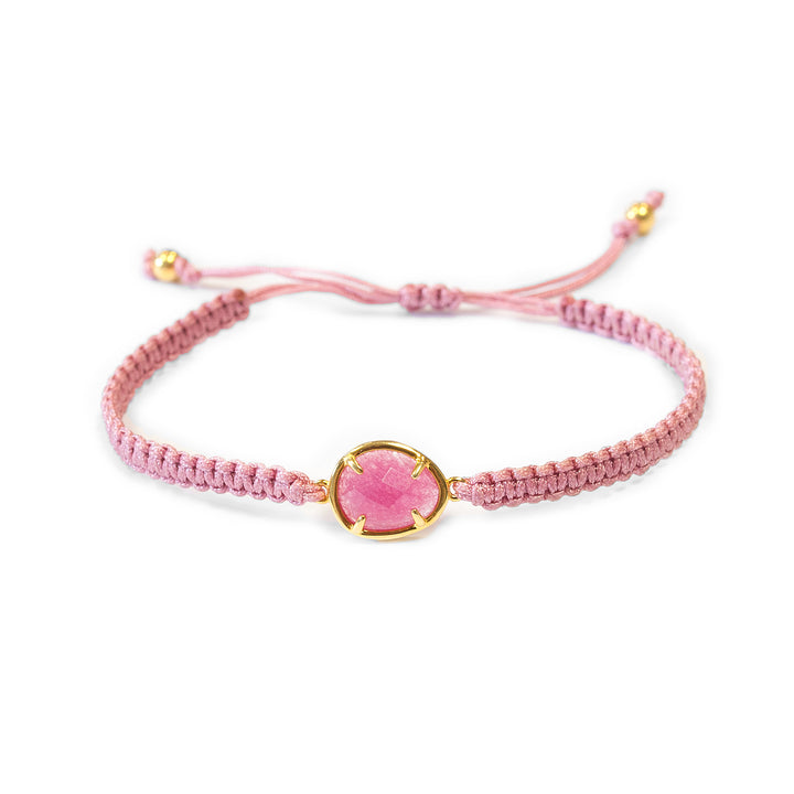 Pulsera macramé rosa con piedra semipreciosa