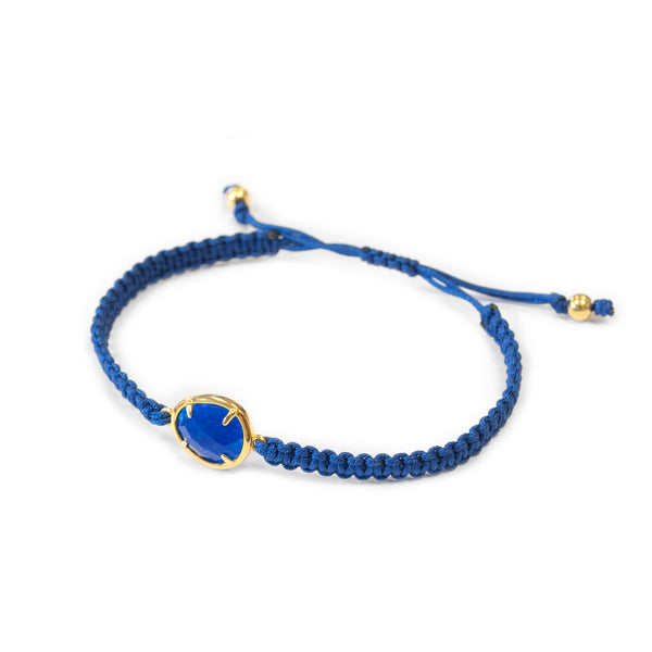 Bracciale macramè Blu Argento Sterling 925 brillante dorato