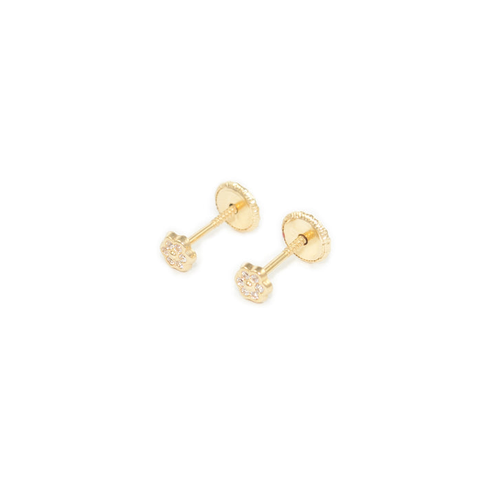 Pendientes Bebe Oro Margarita con circonitas 6 petalos