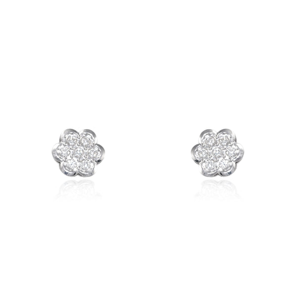 Orecchini Fiore Zircone Argento Sterling 925 brillante