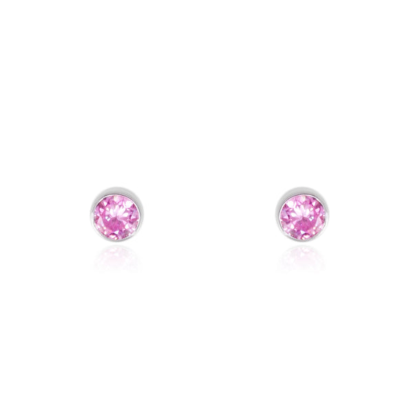 Orecchini ragazza Rotondo Rosa Argento Sterling 925 brillante