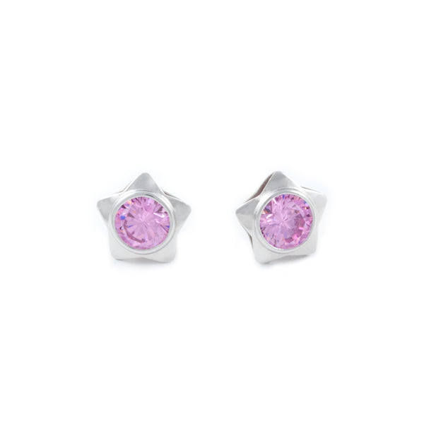 Orecchini Stella Rosa Argento Sterling 925 brillante