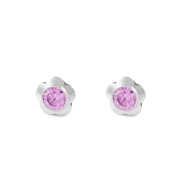 Orecchini Fiore Rosa Argento Sterling 925 brillante