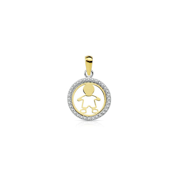 Pendente ciondolo brillante Bambino Zircone Bicolore 18K