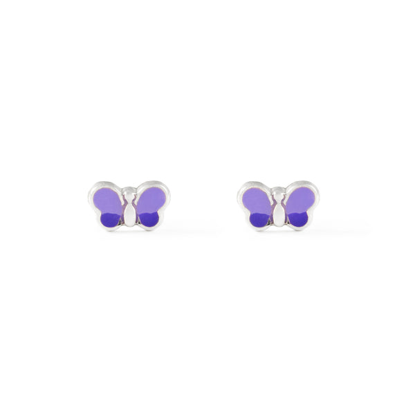 Orecchini Smalto viola Farfalla Argento Sterling 925 brillante