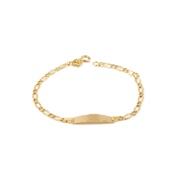 Bracciale Ragazza Oro Giallo 18K Personalizzata Schiava Brillantezza Texture 14 cm