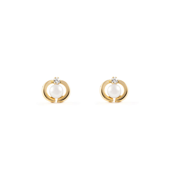 Orecchini ragazza Zircone Perla 3 mm Oro Giallo 18K