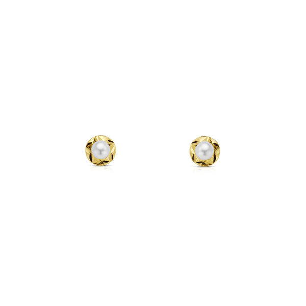 Orecchini bambini ragazza Stella Perla 3 mm Oro Giallo 18K