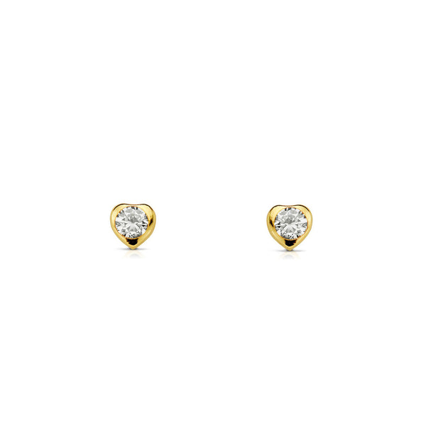 Orecchini ragazza Cuore Zircone 4 mm Oro Giallo 18K