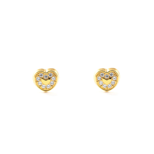 Orecchini ragazza Cuore Zircone Oro Giallo 18K