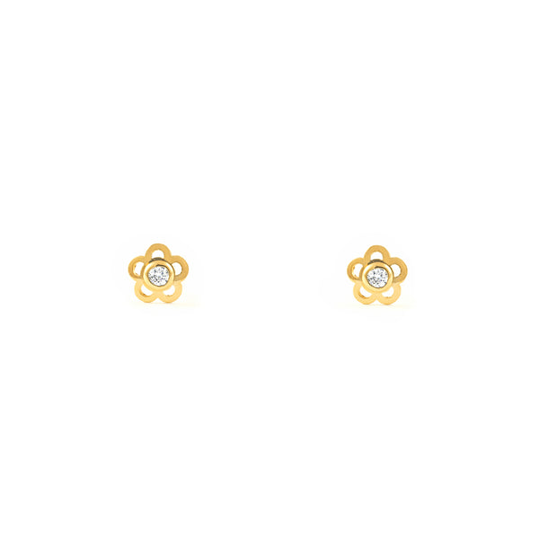 Orecchini bambini Fiore Zircone Oro Giallo 18K