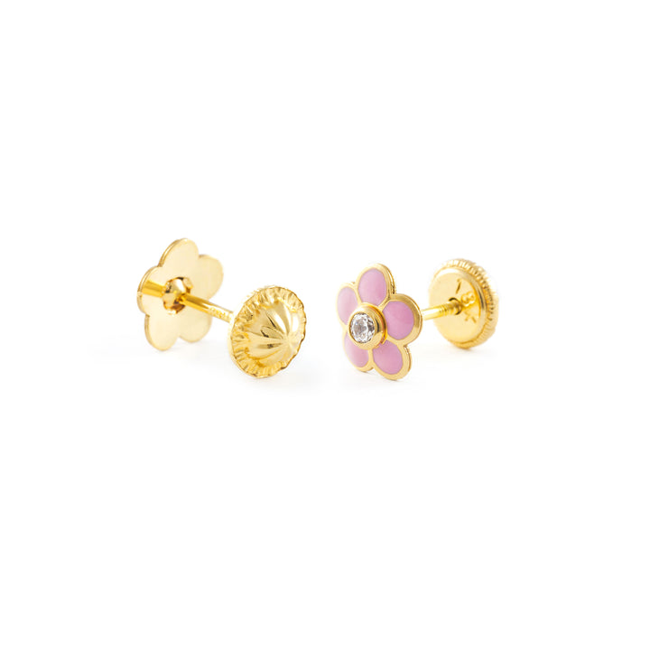 Pendientes Niña Flor Esmaltada Rosa