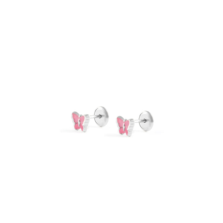 Pendientes Plata Mariposa Esmaltada Rosa