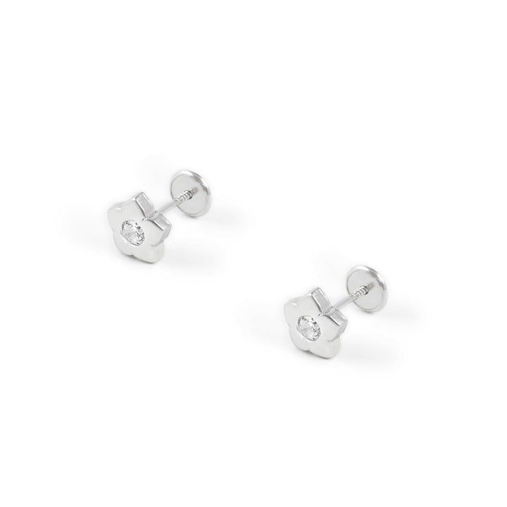 Pendientes Plata Flor grande en circon