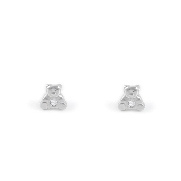 Orecchini opachi e brillante Orso Zircone Argento Sterling 925