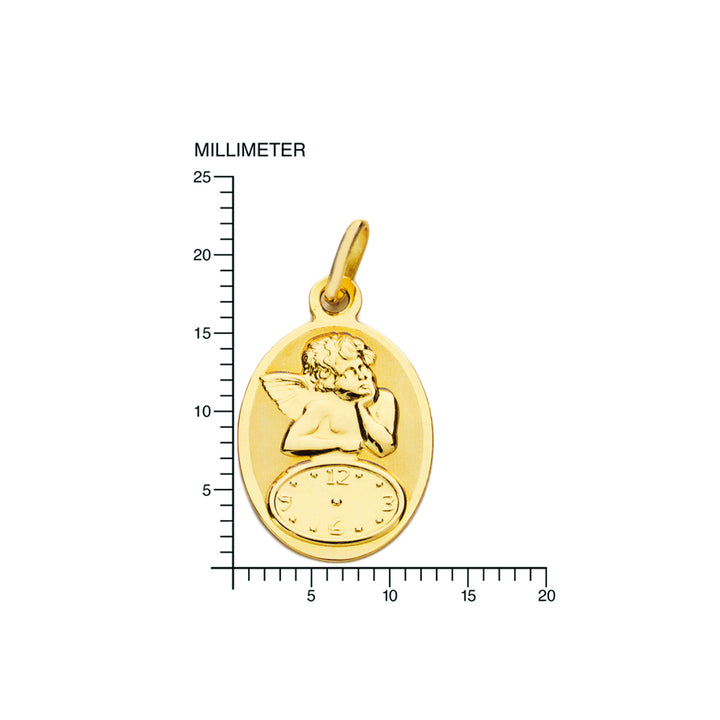 Medalla Oro Oval Angelito con Reloj