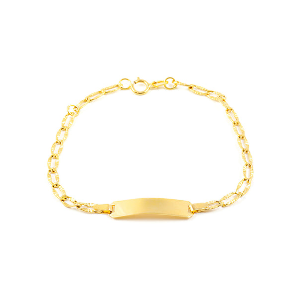 Bracciale Ragazza Oro Giallo 18K Personalizzata Schiava Brillantezza Texture 14 cm