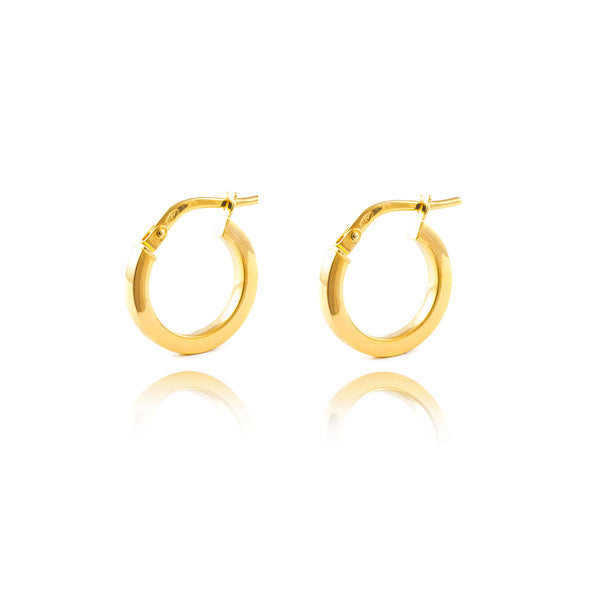 Orecchini Quadrati Cerchi 15x2 mm Oro Giallo 18K