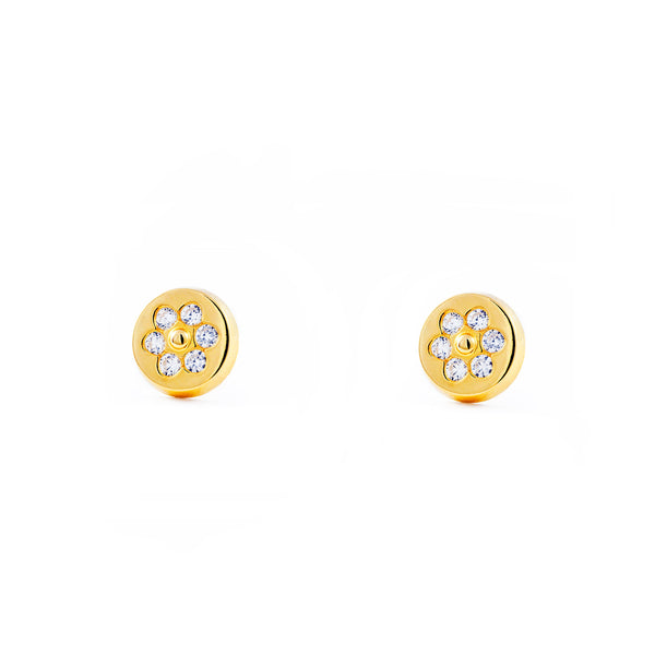 Orecchini ragazza donna Rotondo Zircone Oro Giallo 18K