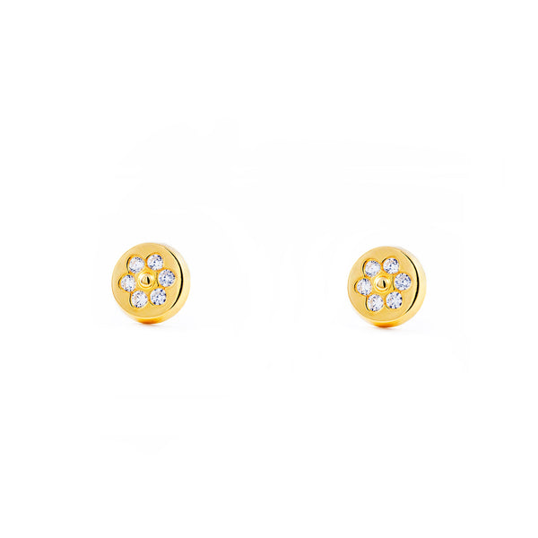 Orecchini ragazza Rotondo Zircone Oro Giallo 18K