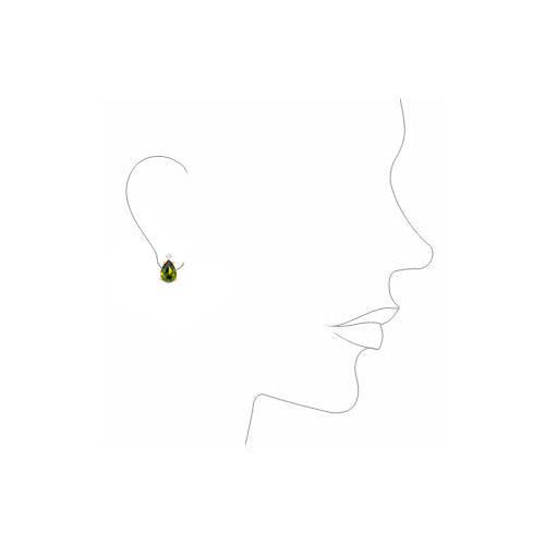 Pendientes Niña Lagrima Verde Peridoto y Circonita