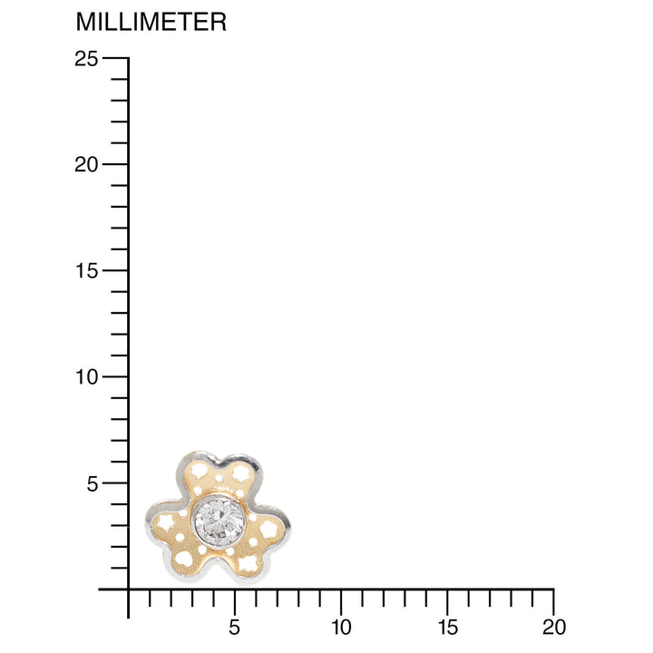 Pendientes Niña Bicolor Trebol 3 Petalos con Circonita Centro
