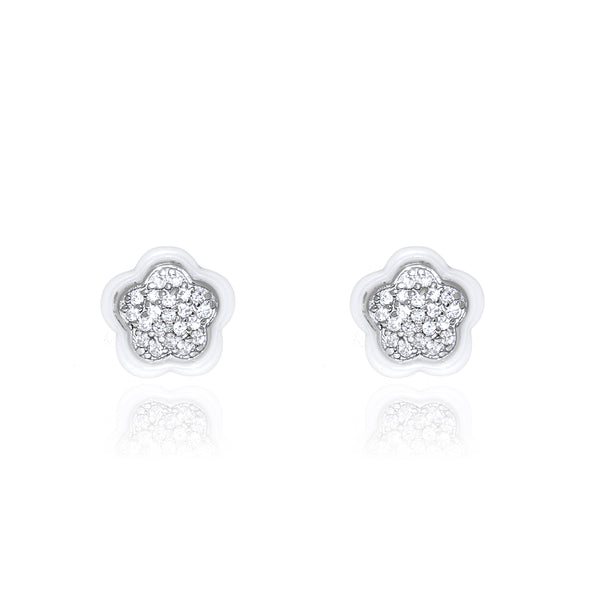 Orecchini Fiore Zircone Argento Sterling 925 brillante